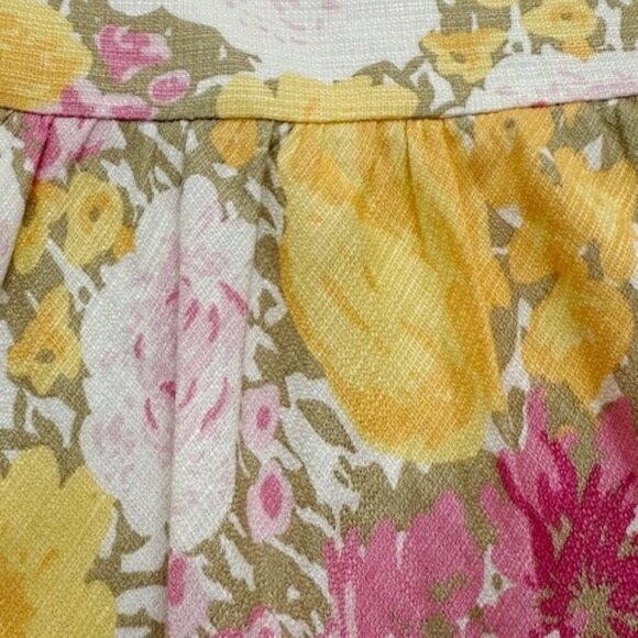 Ann Taylor Loft Linen Floral Peony Pleated A-Line Skirt Pink & Yellow Size 6 - Picture 3 of 5